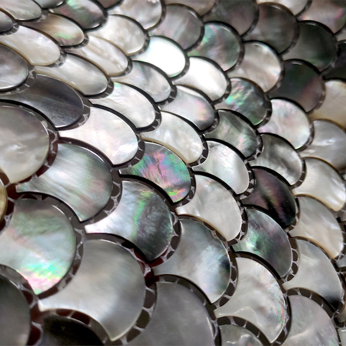 Black Lip Fish Scale Shell Mosaic Mother of Pearl Tile Kitchen Backspl ...