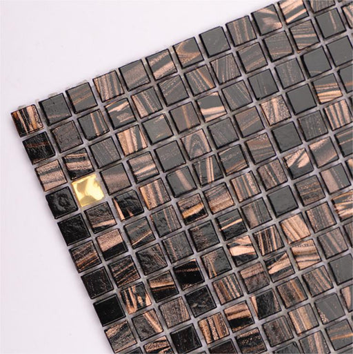 Black Brown Gold Starry Quartz Glass Mosaic Bathroom Kitchen Balcony Wall Tile CGMT2139 - My Building Shop