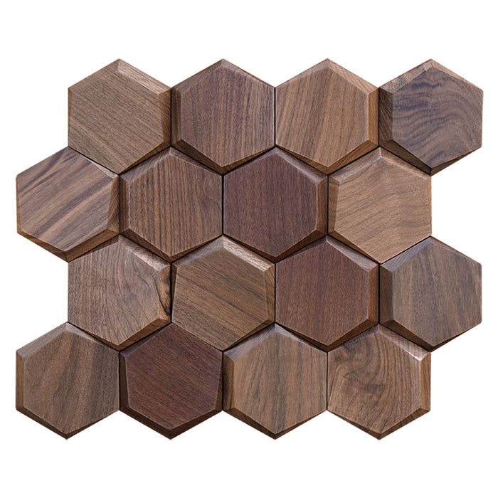 1 PC Hexagon North American Black Walnut Solid Wood Mosaic Kitchen Backsplash Wall Tile NWMT09056 - My Building Shop