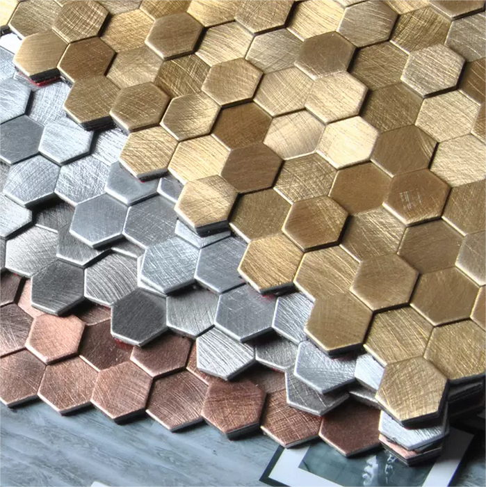 Hexagon Aluminum Composite Panel Metal Mosaic TV Background Kitchen Bathroom Backsplash Tile SSMT21286 - My Building Shop