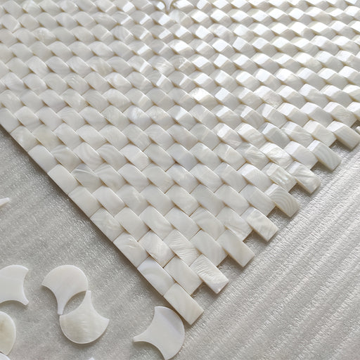 Seamless White Mother Of Pearl Tile MOP9031 3D Arched Shell Mosaic Bathroom Wall Tiles - My Building Shop