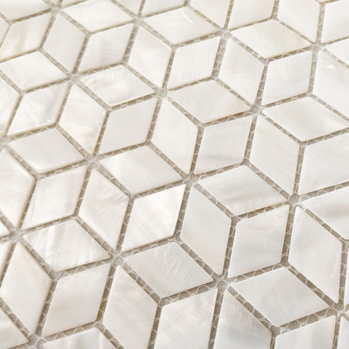 Diamond Rhombus White Mother of pearl kitchen backsplash tile shell mosaic bathroom tiles MOP005 handmade shell tiles mosaic - My Building Shop