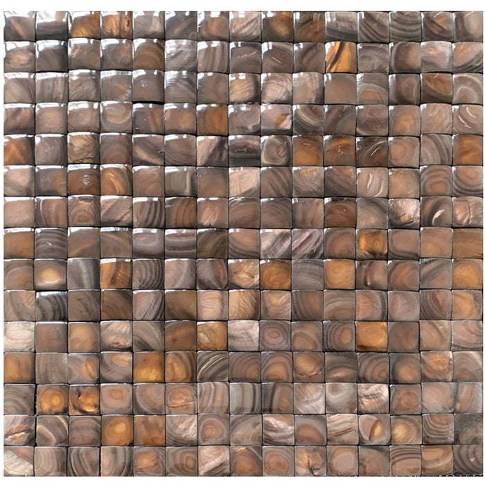 11 PCS 3D Dying Brown Mother Of Pearl Mosaic MOP0934 Seamless Groutless Shell Bathroom Wall Backsplash Tile - My Building Shop