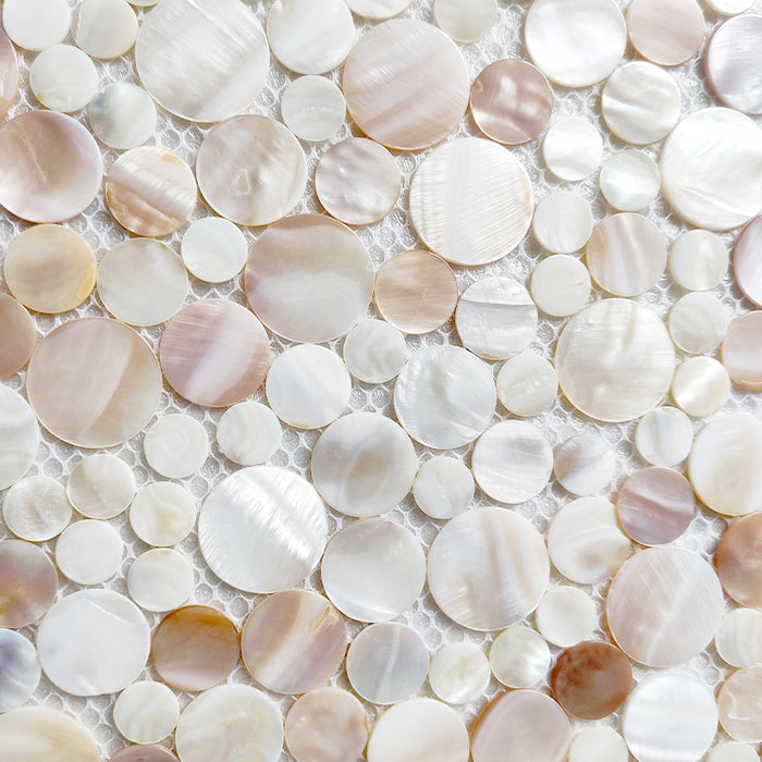 Shell Mosaic Penny Tile Penny Round Calacatta Gold Matte Porcelain