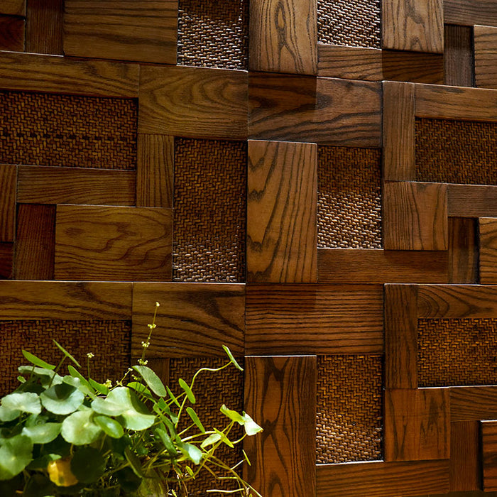1 PC Natural Rattan Mix White Oak Solid Wood Mosaic Pattern Kitchen Wall Backsplash Tile NWMT09059 - My Building Shop