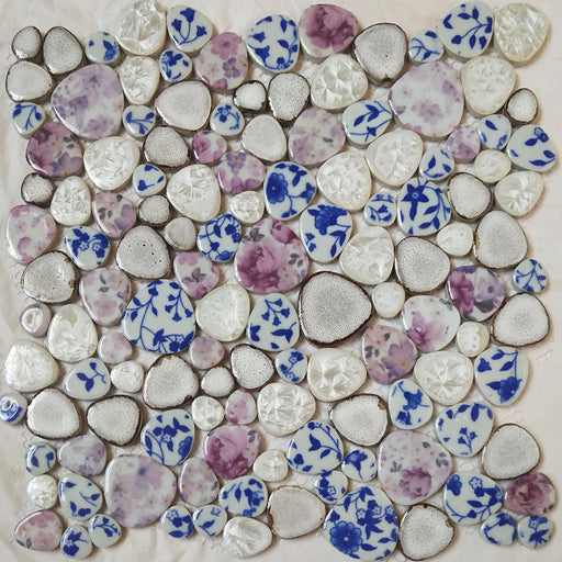 5 PCS Glazed Blue White Pink Pebble Porcelian Mosaic Kitchen Backsplash Bathroom Wall Flooring Swimming Pool Tile PPMT9243 - My Building Shop