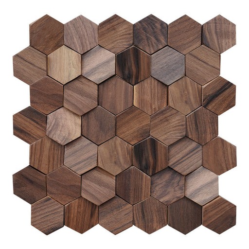 1 PC Hexagon North American Black Walnut Solid Wood Mosaic Backsplash Tile NWMT09053 - My Building Shop