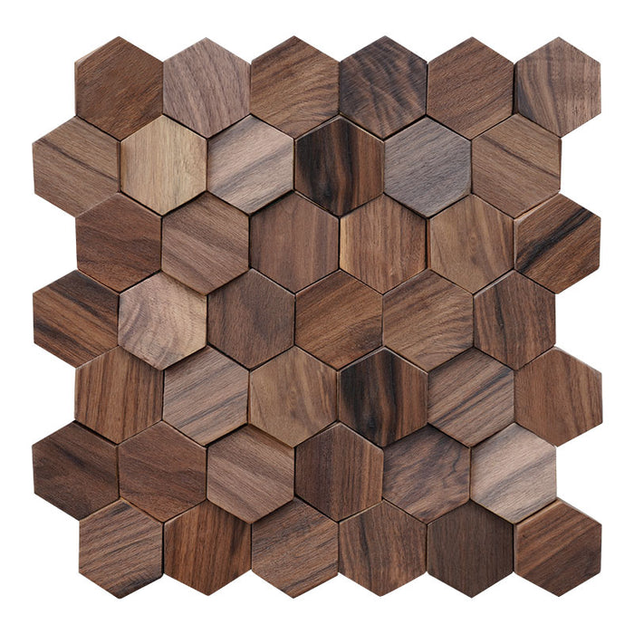 1 PC Hexagon North American Black Walnut Solid Wood Mosaic Backsplash Tile NWMT09053 - My Building Shop