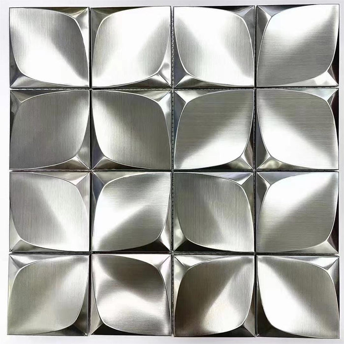 3D Silver Metallic Geometal Floret Stainless Steel Mosaic Kitchen Backsplash Wall Tile SMMT03093 - My Building Shop