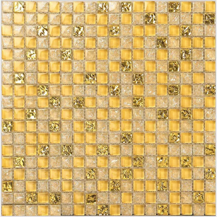 5 PCS Yellow Gold Glass Mosaic Bathroom Shower Room Wall Tile Backsplash HYM012 Kitchen Glass Tiles - My Building Shop