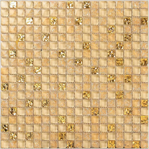 5 PCS Yellow Gold Glass Wall Tile Mosaic Kitchen Bathroom Shower Room Tiles Backsplash HYM011 - My Building Shop