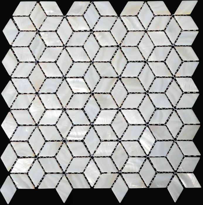 Diamond Rhombus White Mother of pearl kitchen backsplash tile shell mosaic bathroom tiles MOP005 handmade shell tiles mosaic - My Building Shop