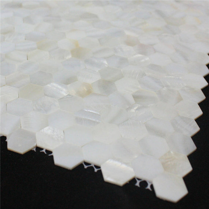 Hexagon Groutless Mother of pearl tile seamless pearl shell mosaic kitchen backsplash tile MOP125 bathroom shower wall tiles - My Building Shop