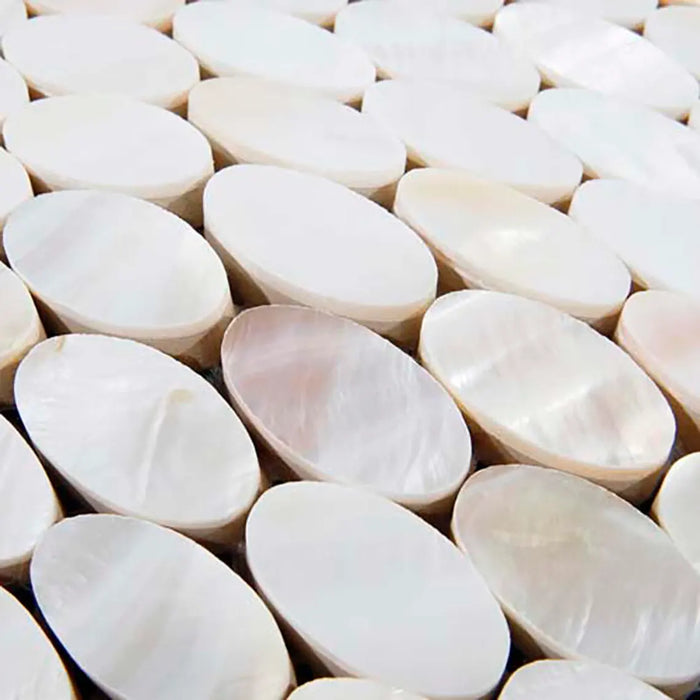 8mm Thickness Ellipse Oval White Mother Of Pearl Tile MOP133 Natural Sea Shell Mosaic Bathroom Wall - My Building Shop