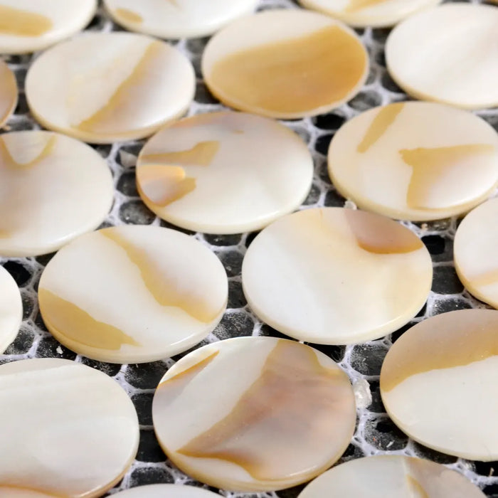 Shell Tile Round Penny Round Shell Mosaic Mother of Pearl Wall Tile Backsplash Kitchen ...
