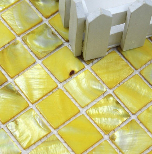 11 PCS Dying Yellow Mother of pearl mosaic kitchen backsplash wall tile MOP048 Gold mother of pearl bathroom tiles - My Building Shop