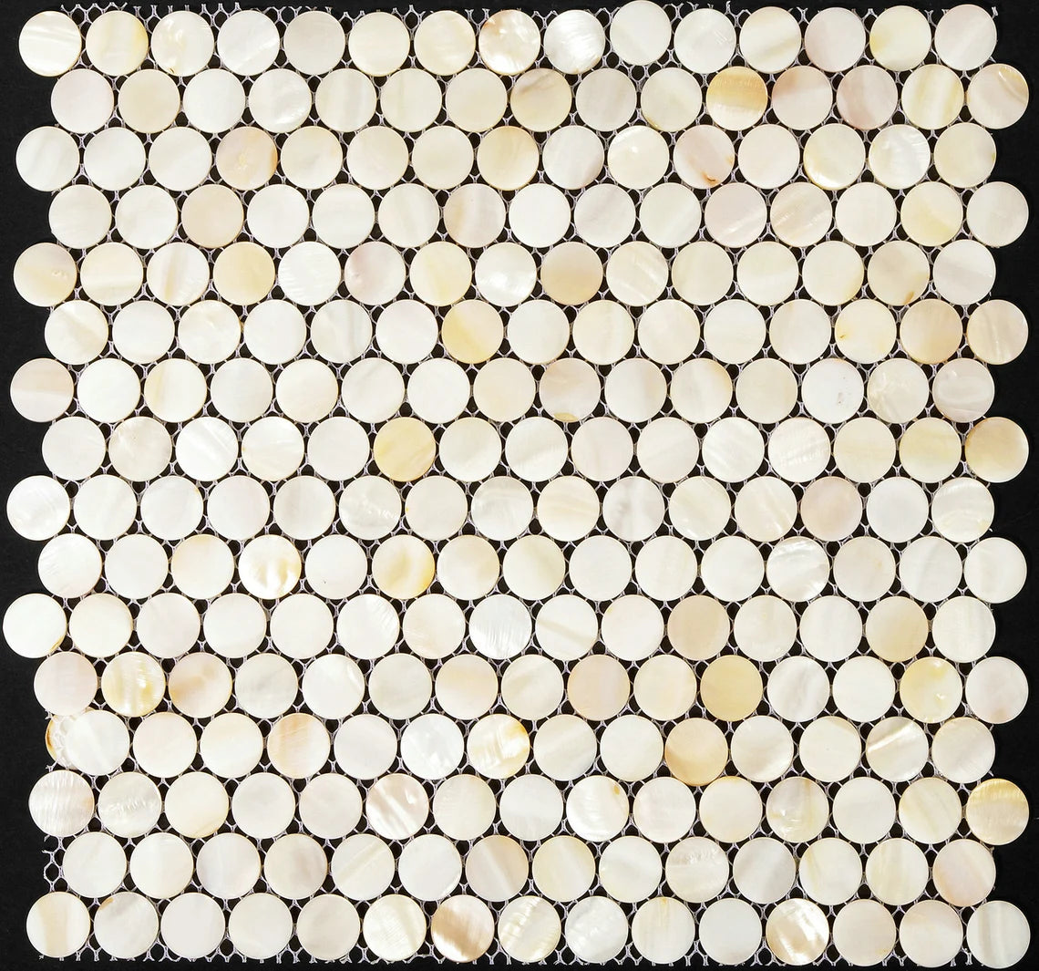 Penny Round White Sea Shell Kitchen Backsplash Mother of Pearl Bathroo ...