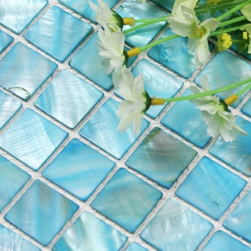 11 PCS Dying stained Blue Mother of pearl mosaic kitchen backsplash tile MOP049 mother of pearl shell bathroom tiles - My Building Shop