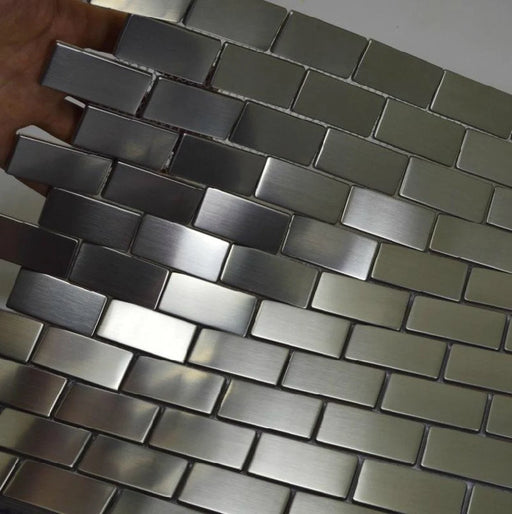 11 PCS Brick silver metal mosaic SMMT017 stainless steel wall tile kitchen backsplash tile - My Building Shop