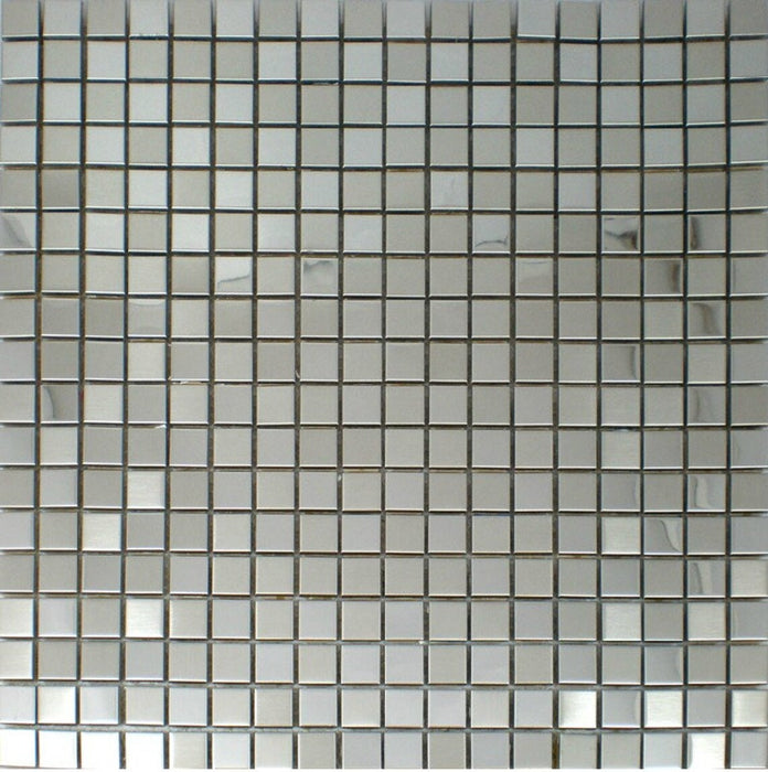 11 PCS Silver brushed mix glossy mosaic SMMT033 square stainless steel metallic backsplash mirror tile - My Building Shop