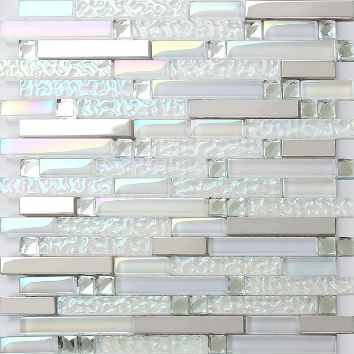 5 PCS White magic glass mosaic kitchen backsplash SSMT399 silver mirror glass bathroom wall tile - My Building Shop