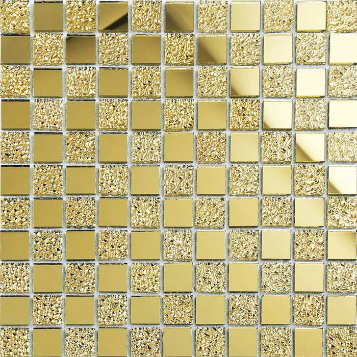 5 PCS Luxury Mirror Gold Glass Mosaic For Kitchen Backsplash Bathroom Wall Tile CGMT9274 - My Building Shop
