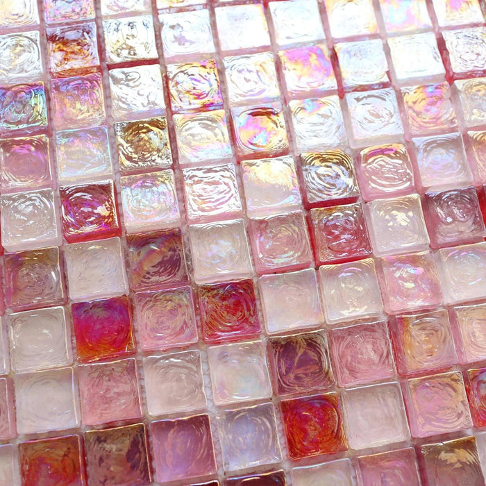 5 PCS Sugar Pink Red Rainbow Stained Glass Mosaic Kitchen Tile Backsplash CGMT1904 Crystal Glass Mosaic Bathroom Shower Wall Tiles - My Building Shop