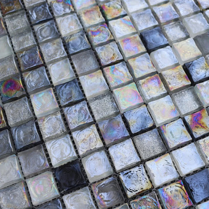 5 PCS Sugar White Gray Rainbow Stained Glass Mosaic Tile Backsplash CGMT1909 Kitchen Crystal Glass Mosaic Bathroom Shower Wall Tiles - My Building Shop