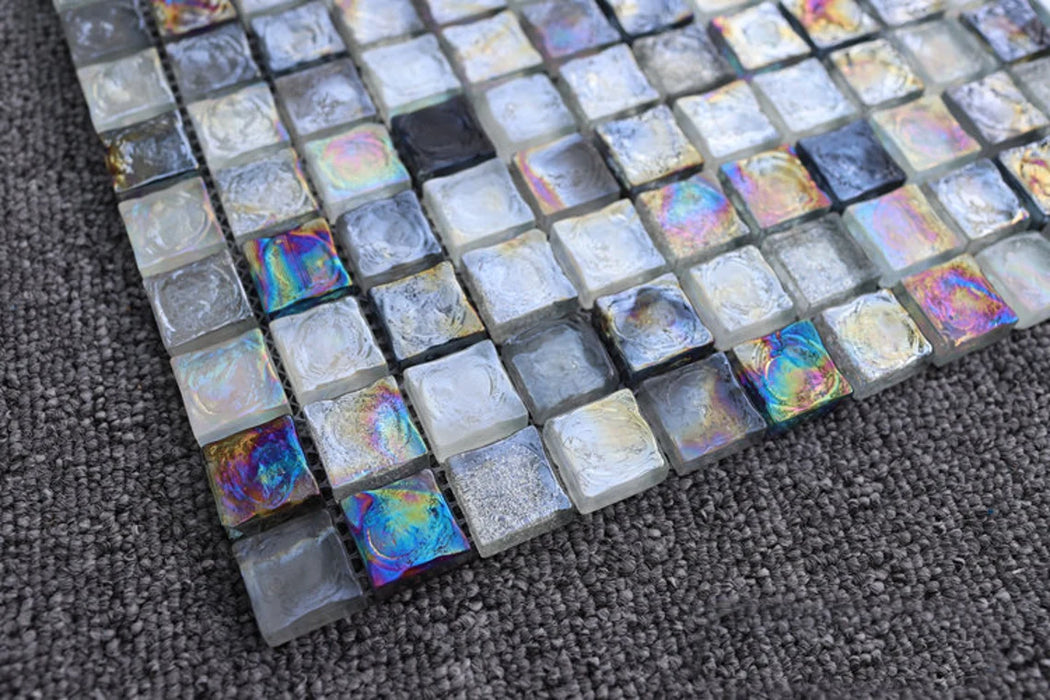 5 PCS Sugar White Gray Rainbow Stained Glass Mosaic Tile Backsplash CGMT1909 Kitchen Crystal Glass Mosaic Bathroom Shower Wall Tiles - My Building Shop