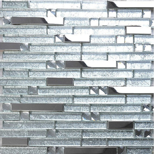 5 PCS Crystal Glass Mosaic Tile Kitchen Backsplash Silver Metal Bathroom Wall Tiles SSMT398 Mirror Glass Mosaics - My Building Shop
