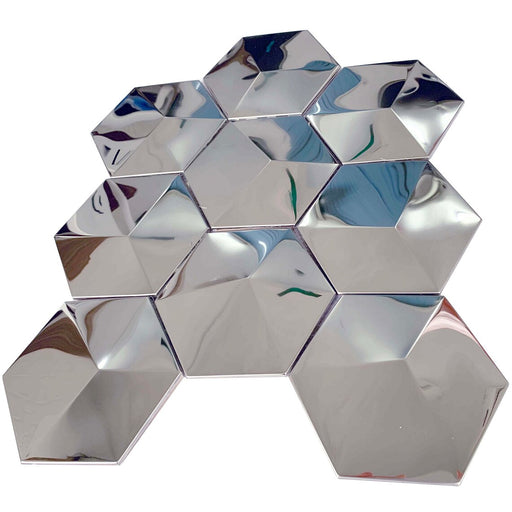 11 PCS Hexagon Silver Metal Mosaic SMMT09072 Mirror Metallic Stainless Steel Kitchen Backsplash Wall Tile - My Building Shop