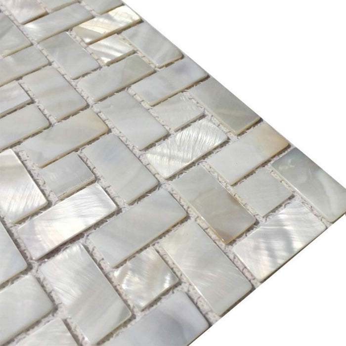 White Brick Square Mother of pearl kitchen backsplash tile MOP19022 natural shell mosaic bathroom wall tile - My Building Shop
