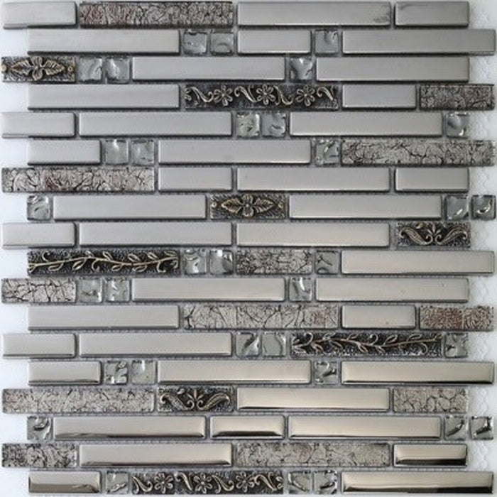 5 PCS Interlocking brick glass resin mosaic kitchen backsplash JMFGT021 electroplating silver glass mosaic bathroom wall tiles - My Building Shop