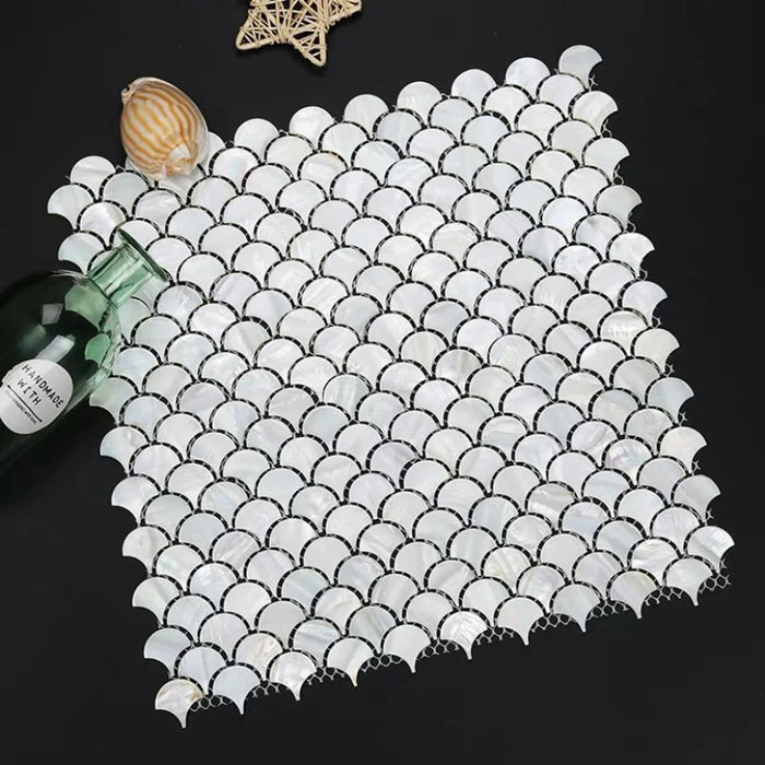 Fish Scale Shell Mosaic White Mother of Pearl Wall Backsplash Bathroom ...