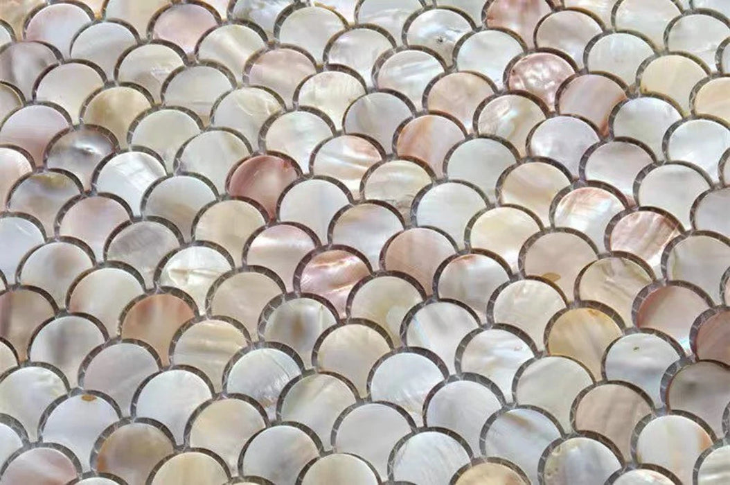 Fish Scale Shell Mosaic Tile Natural White Mother of Pearl Wall Backsp ...