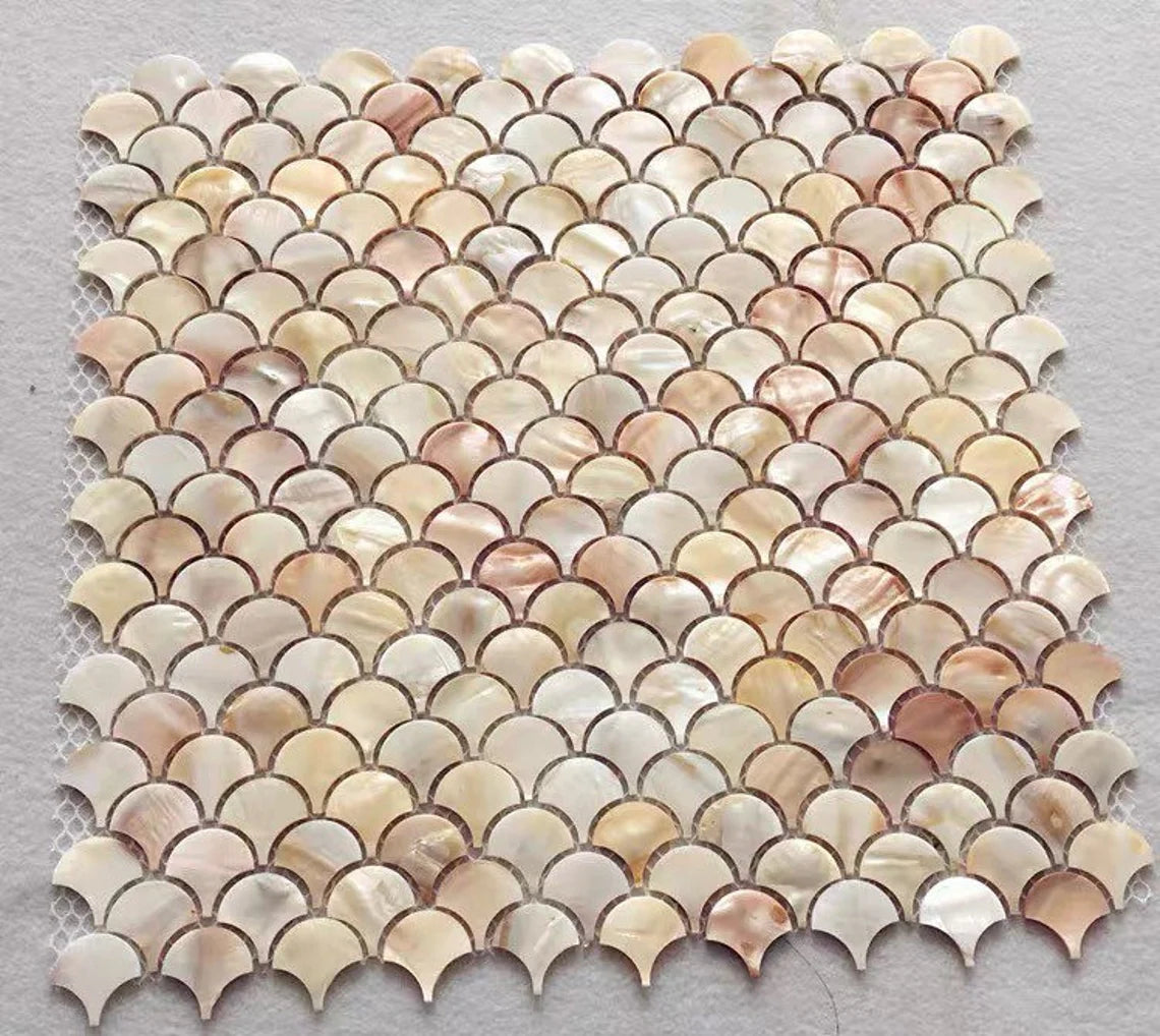 Fish Scale Shell Mosaic Tile Natural White Mother of Pearl Wall Backsp ...