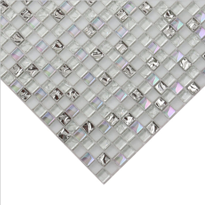 5 PCS Rainbow Colored Whie Silver Glass Mosaic Tile Backsplash HYM028 Glass Mosaics For Bathroom Kitchen - My Building Shop