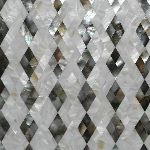 8mm Thickness Rhombus Diamond Mother Of Pearl Wall Tile Kitchen Backsplash MOP058 White Black Lip Shell Mosaic Bathroom Tiles - My Building Shop