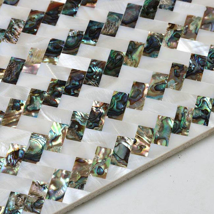 Shells Weaved 8mm Thickness Seamless Herringbone Weave Natural Abalone White Shell T ...