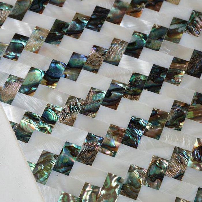 Shells Weaved 8mm Thickness Seamless Herringbone Weave Natural Abalone White Shell T ...