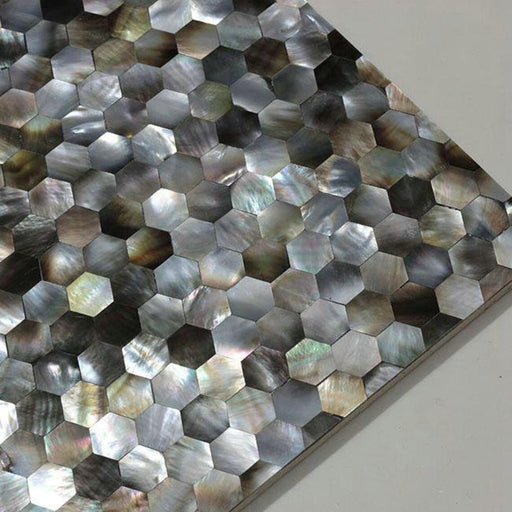 8mm Thickness Seamless Hexagon Natural Black Lip Mother Of Pearl Shell Mosaic Kitchen Bathroom Wall Tile MOPN013 - My Building Shop