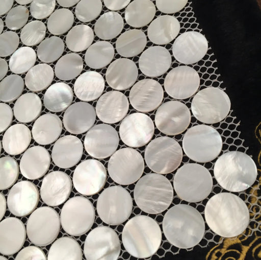 2mm Thickness 25mm Penny Round White Mother Of Pearl Shell Tile Backsplash Bathroom Seashell Mosaic MOPSL094 - My Building Shop