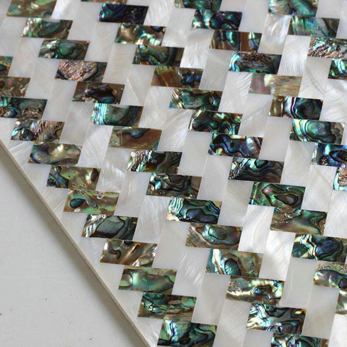 8mm Thickness Seamless Herringbone Weave Natural Abalone White Shell Tile Mother Of Pearl Seashell Mosaic Backsplash MOPN009 - My Building Shop