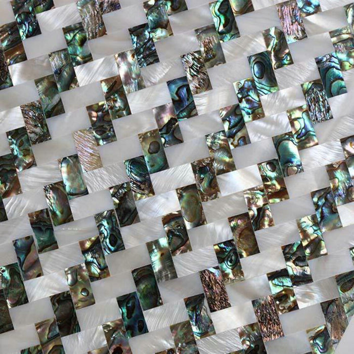 Shells Weaved 8mm Thickness Seamless Herringbone Weave Natural Abalone White Shell T ...