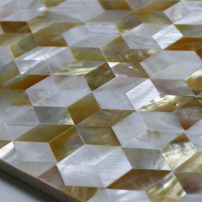 8mm Thickness Seamless Rhombus Diamond White Yellow Lip Mother Of Pearl Shell Tile Kitchen Bathroom Wall Mosaic MOPN010 - My Building Shop