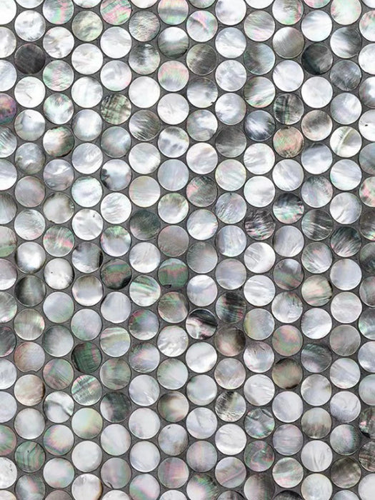 Shell Tile Round Penny Round Black Lip Mother of Pearl Shell Mosaic Backsplash Tile MOP ...