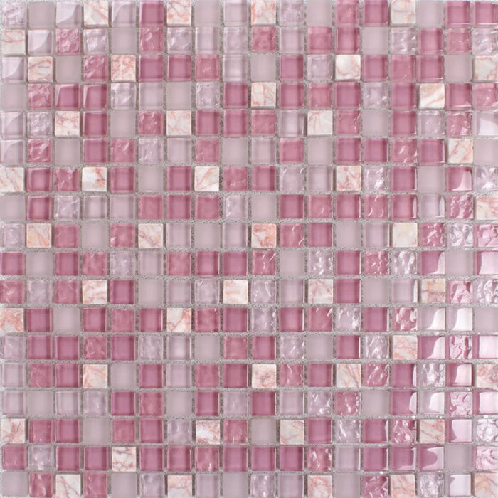 11 PCS Pink Glass Mosaic Mix Stone Mosaic Wall Backsplash SGMT09091 Bathroom Tile - My Building Shop