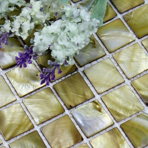 11 PCS Dying Brown Yellow Mother of pearl shell mosaic kitchen backsplash tile MOP055 natural sea shell pearl bathroom wall tiles - My Building Shop