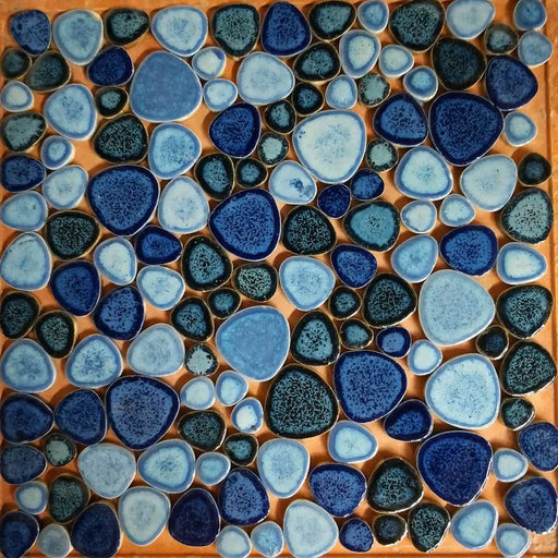 5 PCS Glazed blue porcelain tile PPMT045 pebble porcelain ceramic heart shape mosaic bathroom flooring shower wall swimming pool tiles - My Building Shop