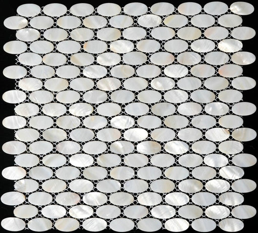 White Ellipse Mother of pearl tile for kitchen backsplash MOP002 natural pearl shell mosaic bathroom wall tiles oval mother of pearl tile - My Building Shop
